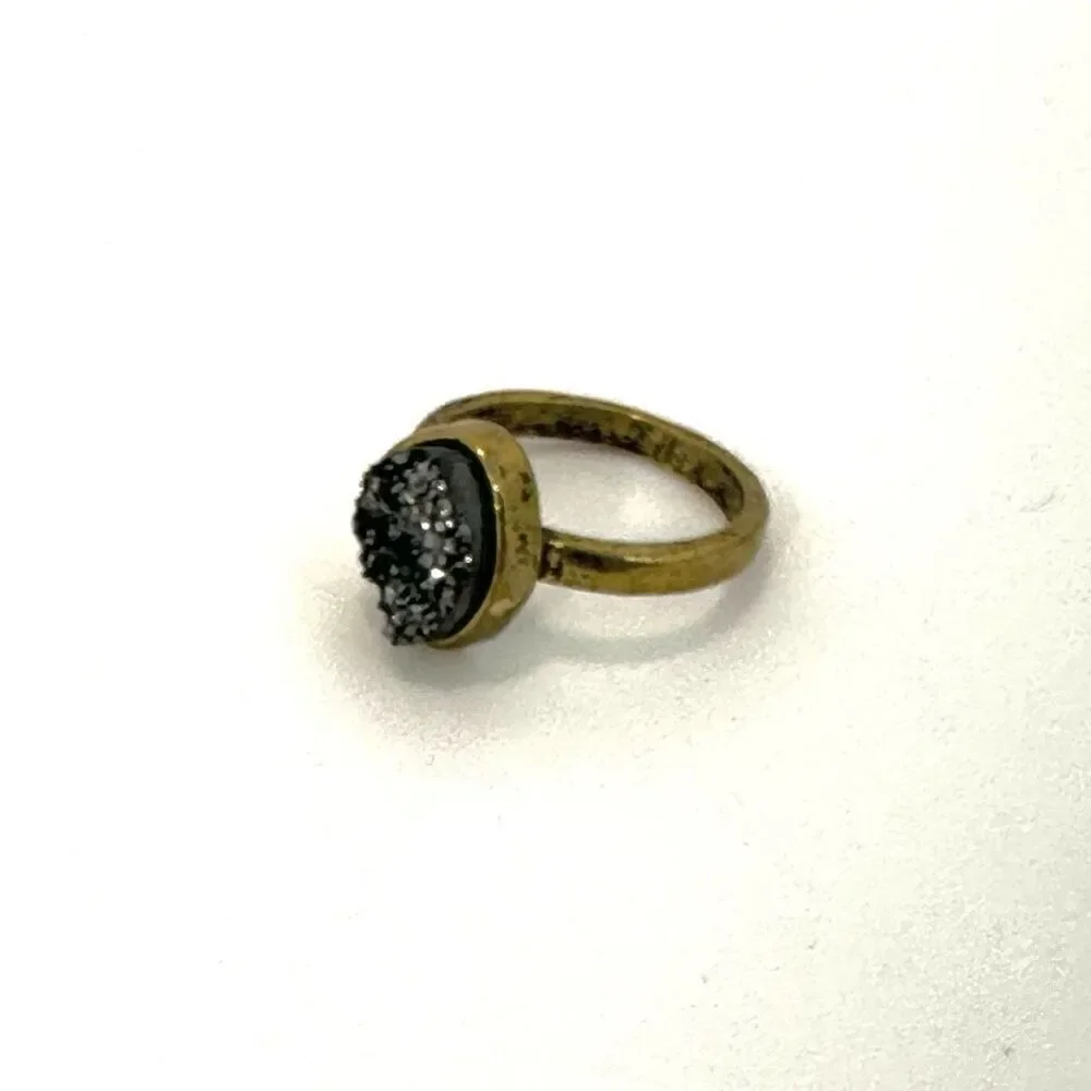 Gold tone druzy ring gold tone